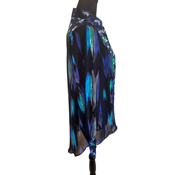 Kirna Zabete Blouse Abstract Pattern Hi Low City Classic Formal Party Office - Picture 4 of 11